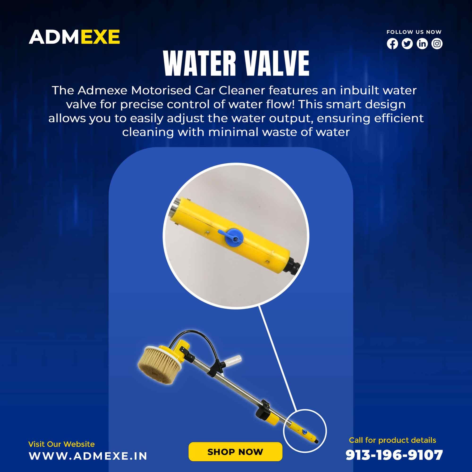 Water valve for car cleaning brush